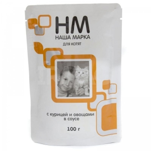 Паучи для котят Наша Марка с курицей и овощами в соусе, 100гр