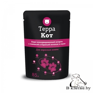 Консервы для кошек Т.Кот с говяжьей и бараньей печенью в соусе, 85гр