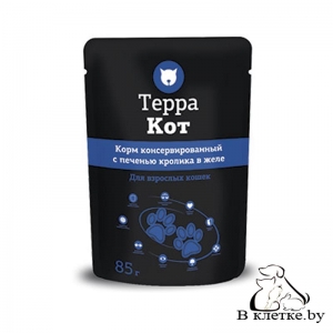 Консервы для кошек Терра Кот с печенью кролика в желе, 85гр