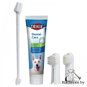 Набор для чистки зубов у собак Trixie (3 щетки + паста)