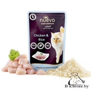 Паучи для склонных к ожирению кошек Nuevo Light Chicken & Rice, 85гр