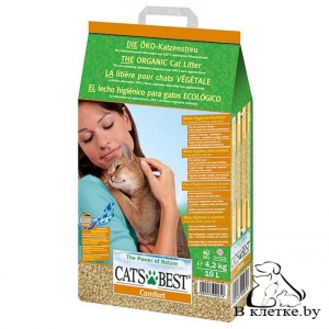 Наполнитель древесный впитывающий Cat's Best Comfort 10л