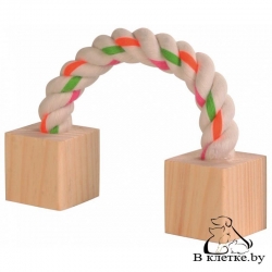 Игрушка для грызунов из дерева с веревкой Trixie 6186