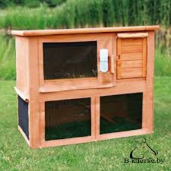 Клетка для кроликов c загоном Trixie natura серый/белый 104x97x52см